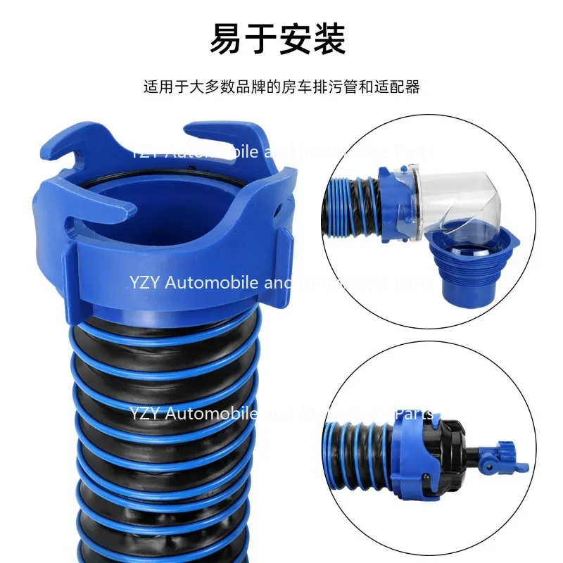 RV Sewer Hose 3ft Sewer Drain with 90 Degree Elbow and Washer with Control Valve Fittings