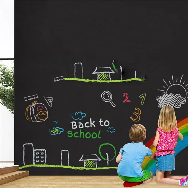 

ABLG 2Pcs 45X100cm Magnetic Chalkboard Wall Stickers Children Chalk Drawing Note Board Self-Adhesive Removable Black