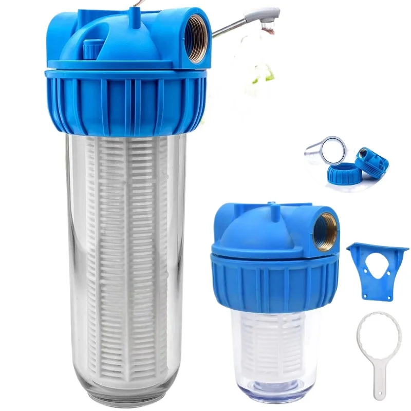 Clear Plastic Medium Single Pre Filter Housing In-line Water Sediment Filtration System Set Brass Insert 10sets