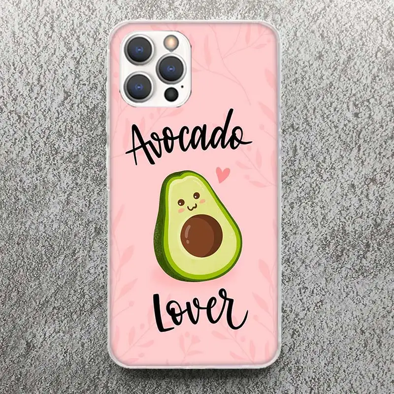 Cartoon Fruit Avocado Print Soft Case for iPhone 16 15 14 13 12 11 Pro Max Art Phone Shell XS XR X SE 7 Plus 8 Pattern Cover for