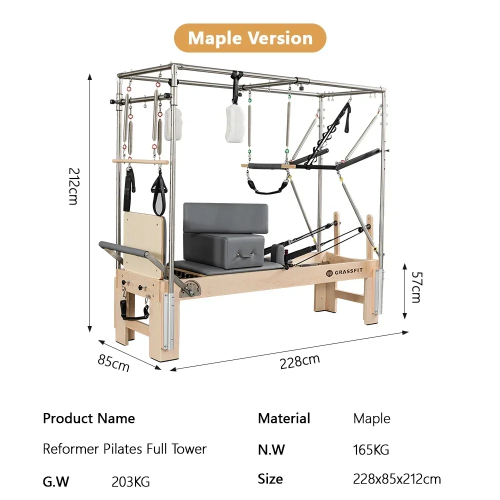 Deren equipamento de pilates novo design personalizado multifuncional equipamento de pilates madeira de bordo reformadores de pilates com trapézio completo cadil