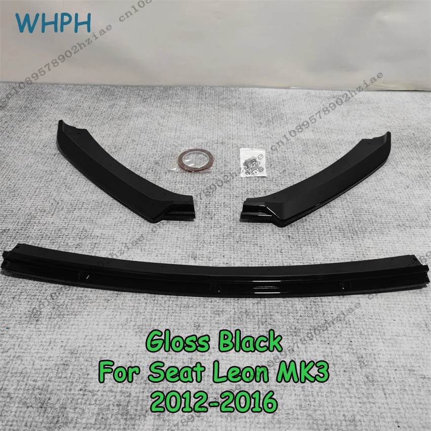 Gloss Black Front Bumper Lip Spoiler For Seat Leon MK3 MK3.5 2012-2019 ABS Spoiler Lip Diffuser Cover Tuning Custom Accessories
