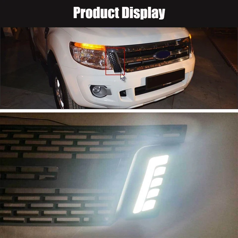 Carro à prova dwaterproof água led luzes diurnas luz do dia luzes de nevoeiro para ford ranger px t6 mk1 2011 2012 2013 2014 luzes dianteiras do carro