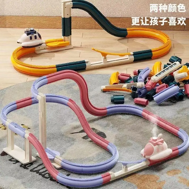 Building block assembly of rail car Steam spaceship puzzle train Children's puzzle toys parent-child interaction Christmas gift