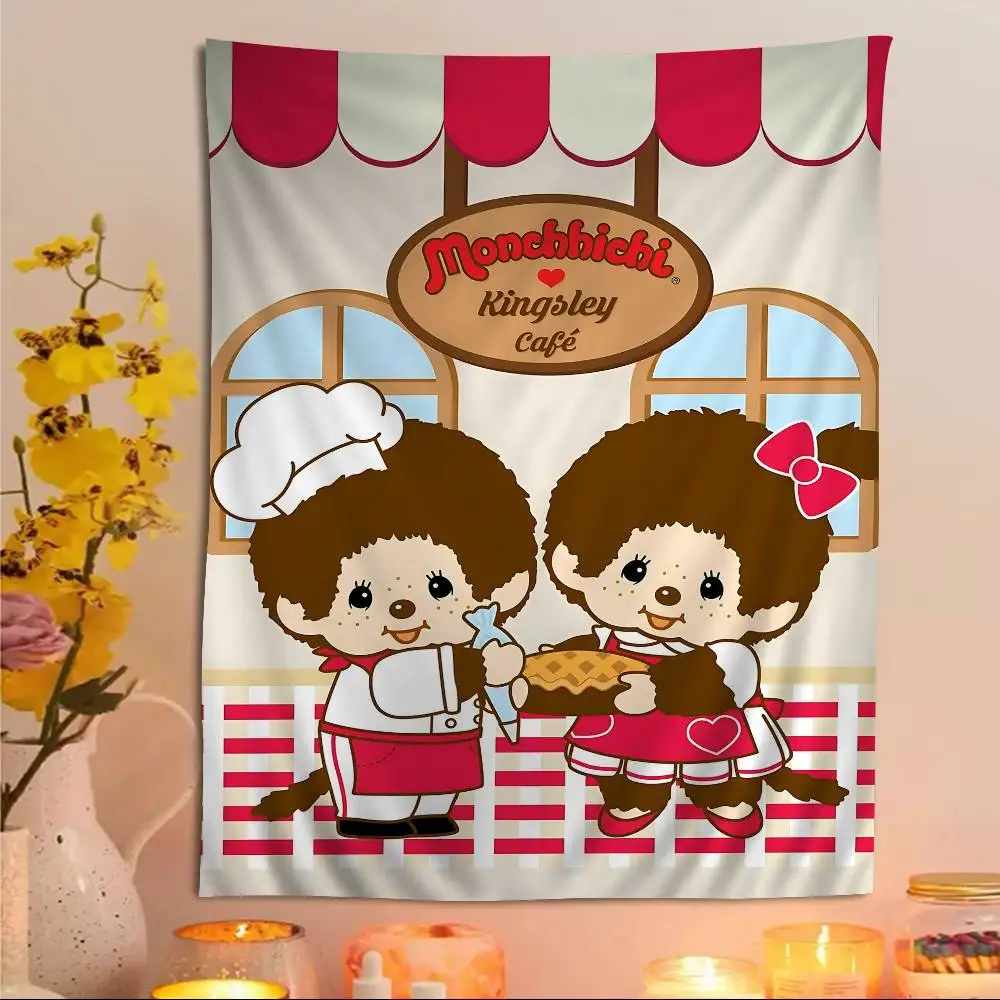 Cute M-Monchhichi Fashion Colorful Tapestry Wall Hanging Bohemian Wall Tapestries Mandala Wall Hanging Sheets