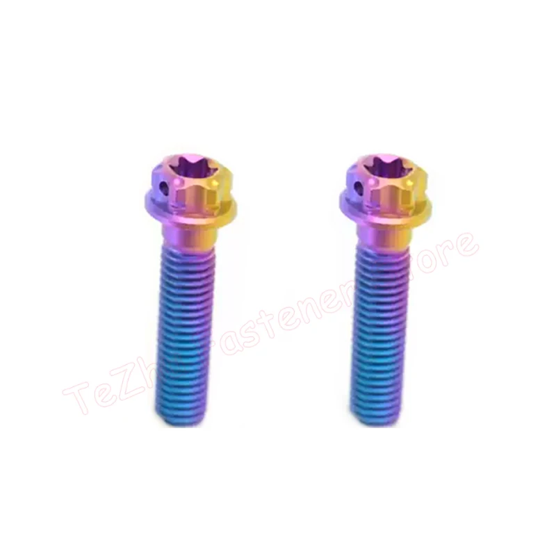 1pcs Fine Thread Titanium Alloy Bolt M10 Length 12-120mm Torx Head Flange Screw High Strength Motorcycle Screws Pitch 1.25mm