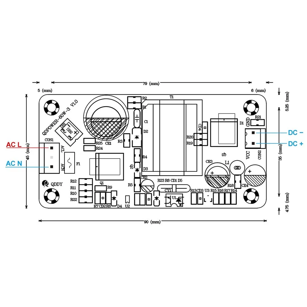15V 3A Switching Power Supply Board AC-DC Convertor AC100-240V to 15V 3A Step-down Power Supply Module Bare Board