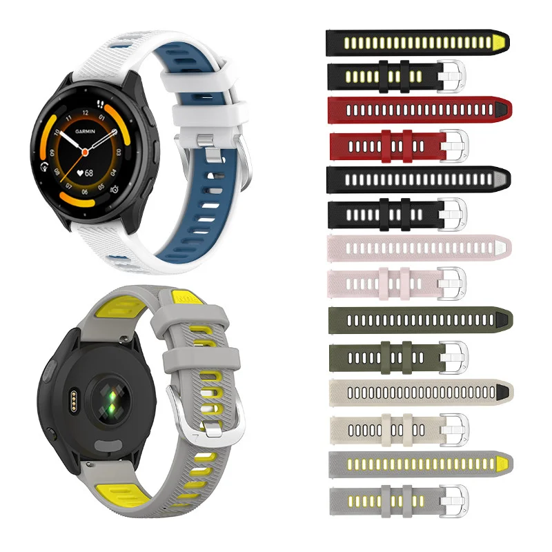 Спортивный силиконовый ремешок для часов 18 20 22 мм для Garmin Forerunner 570 42 47 мм 55 158 245 645 165 255 265 255s 265s музыка 970