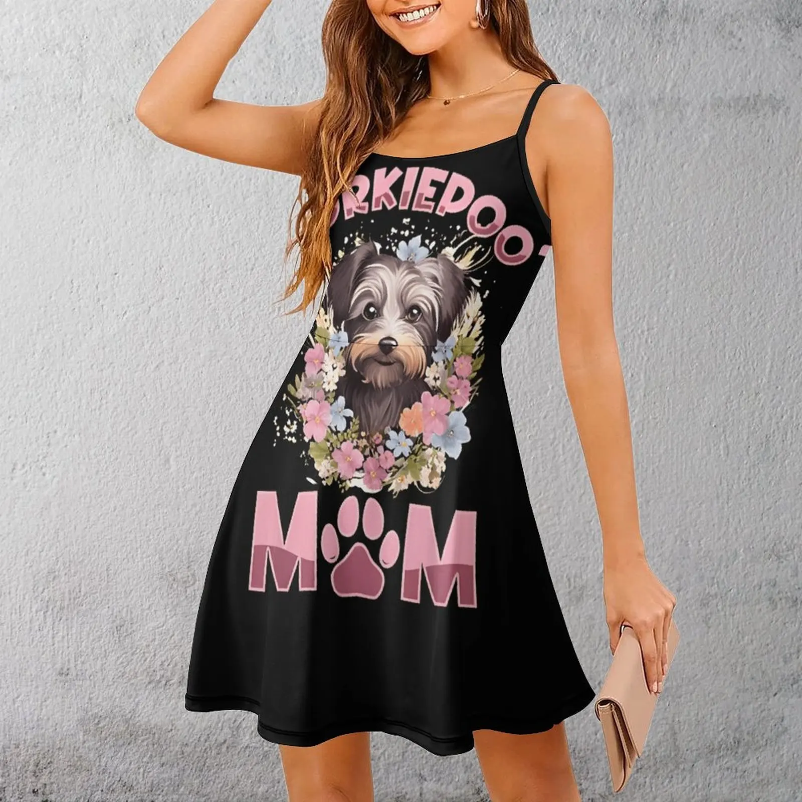 

YorkiePoo Экзотическое женское платье премиум-класса с цветочным принтом для мамы, женское платье на бретельках, платья для отдыха для ботаников