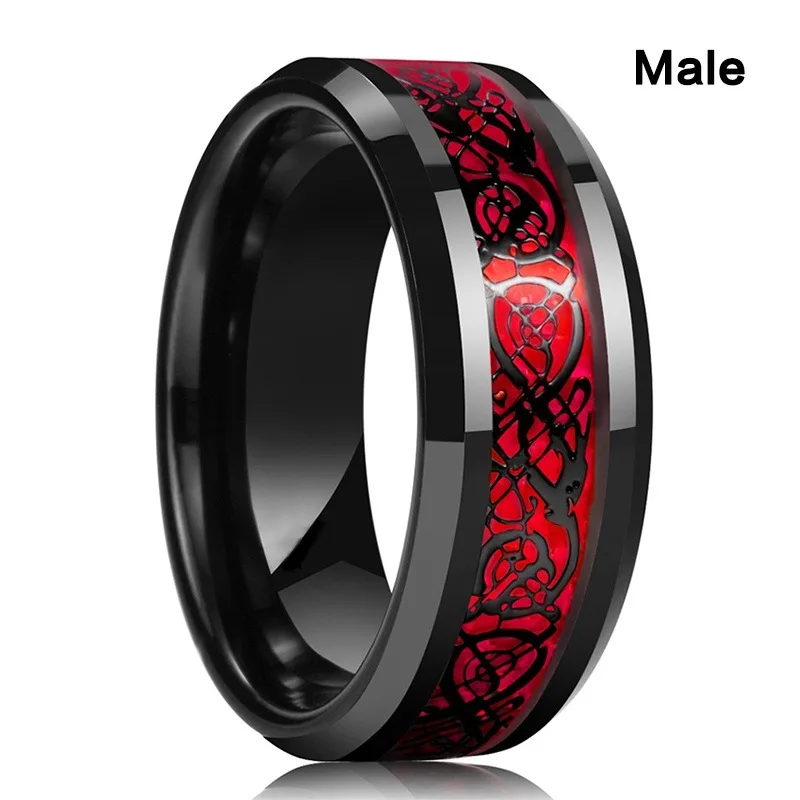 Hot sale new sweet romantic heart shaped ruby women's rings, stainless steel men's rings, couple hand jewelry