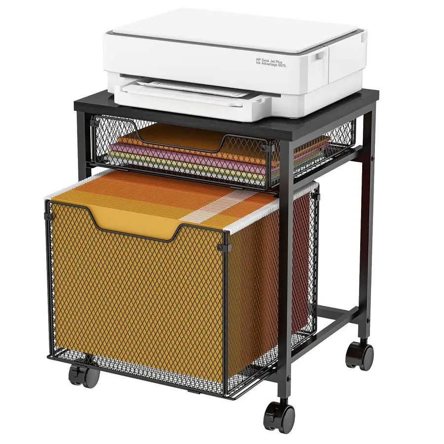 

File Cabinet Cart, Printer Stand with Storage Drawer, Mobile Filing Cabinet on Lockable Wheel, Printer Cart with Hanging File Fo