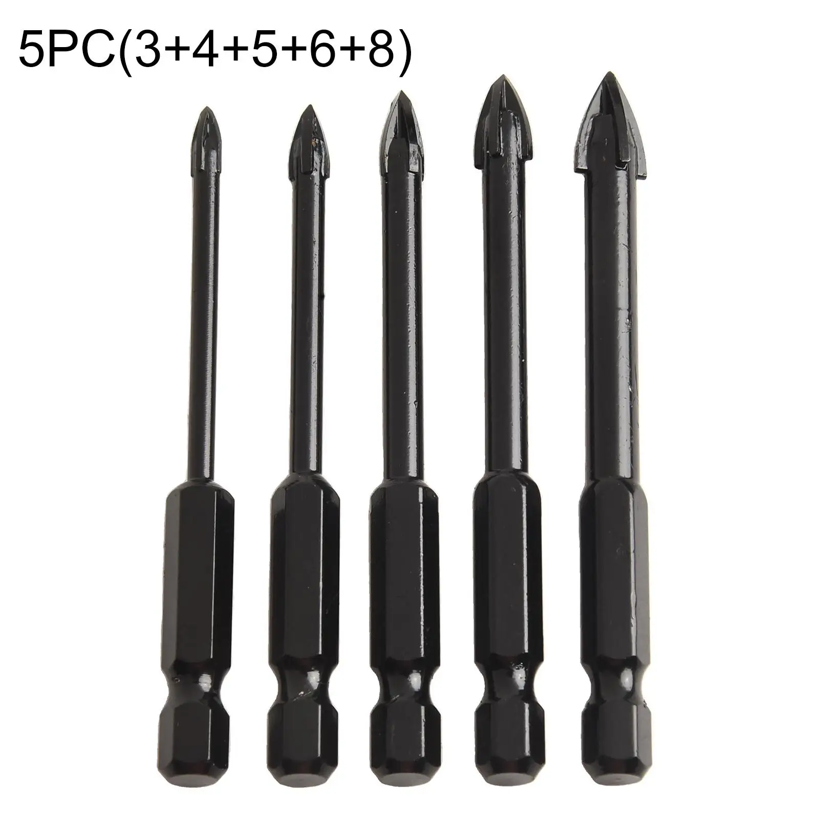 

5/10pcs Cross Four-Edged Drill Bit Hexagonal Shank Triangle Drill Hole Opener For Ceramic Wood Opening Tools Accessories