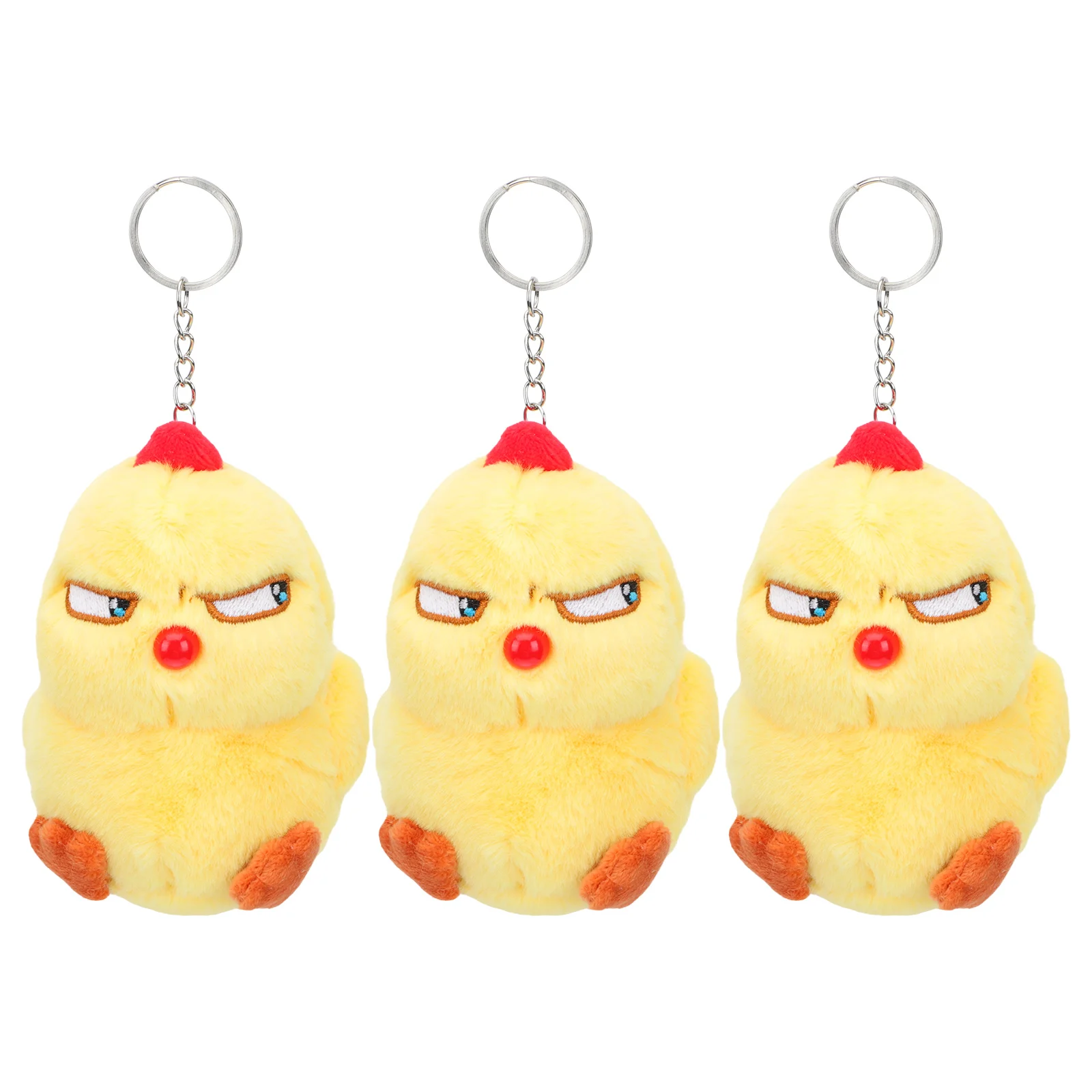 3 Pcs Toy Chick Plush Cars Toys Pendant Animal Keychain 12x8cm Pp Cotton Short