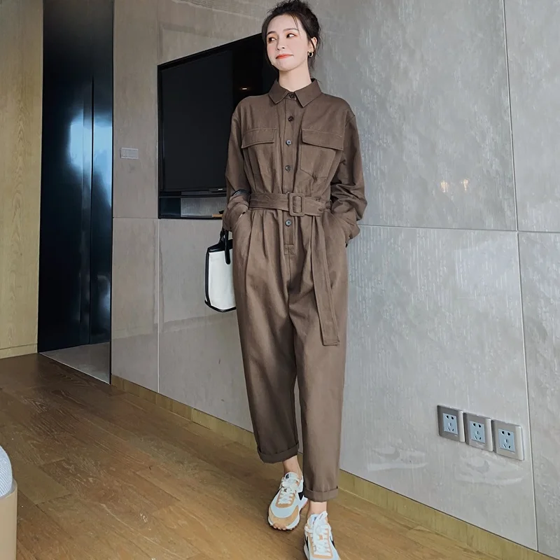 

Faionable High Waist Utili Overalls Women's Spring New Sle Loose Straight Leg Pants Set Casual Comfortable Commute Sle