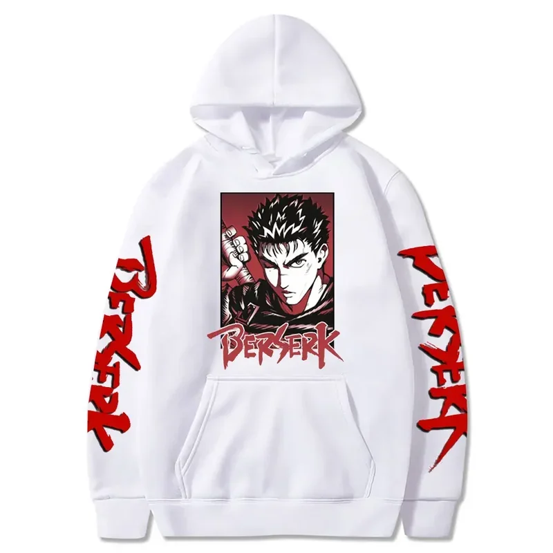 Vintage 90s Anime Manga Berserk Guts Hoodies Men Soft Hoodies Swordsman Beast Griffith Gatsu Loose Long Sleeve Sweatshirts