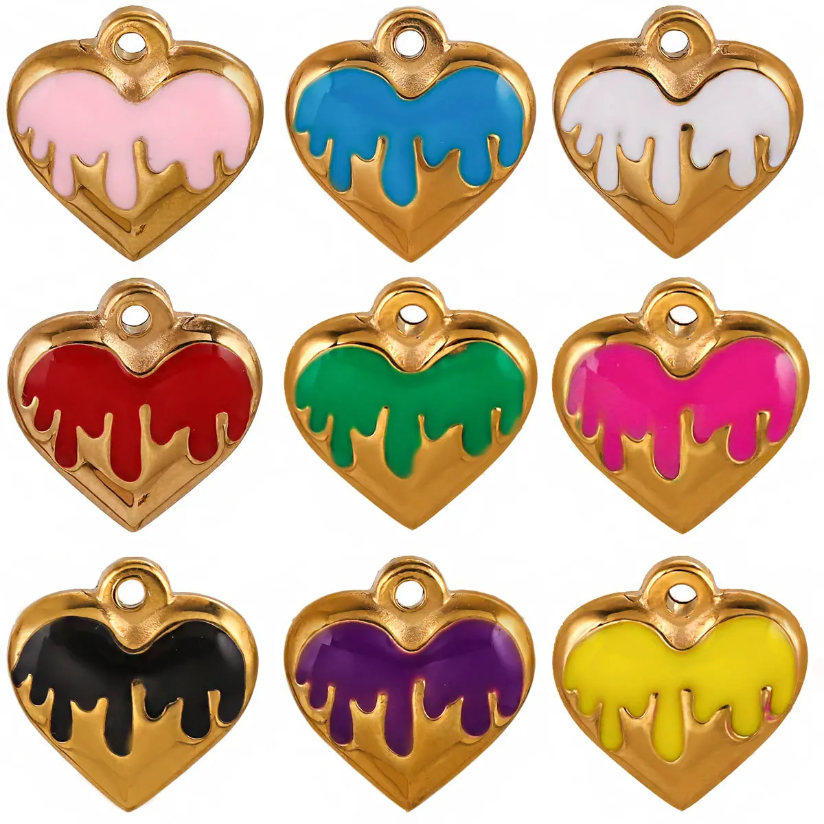 

20 Pieces Stainless Steel Drop Oil 16mm Love Pendant Personalized DIY Necklace Bracelet Accessories