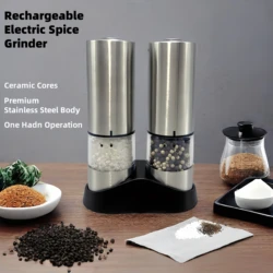 Electric Pepper Salt Grinder Premium  Type-C Rechargeable Ceramic Core Adjustable Grinder With LED light Cooking Spice Grinder
