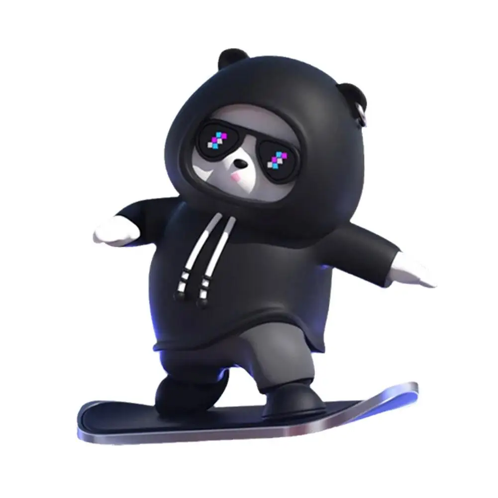 Car Automatic Sliding Skateboard Bear Car Ornaments Cute Bear Driving Car Moving Mobile With Accessories Decoration Interio N6z6