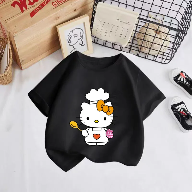 Hello Kitty summer new T-shirt girls children's clothing Girls' clothing top short sleeve sport fashion short sleeve 3-14 years