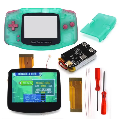 3.0inch IPS Pre-Laminated V5.0 LCD Screen Rechargeable 1800mah Battery Type-C Kits For GameBoy Advance GBA With Customized Shell
