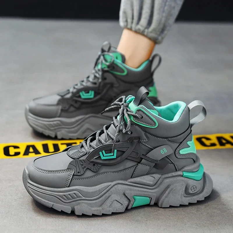 Men's High Top Dad Shoes with Thick Sole And Hidden Height 12cm Increase 10 Casual Sports Shoes for Adults Summer Synthetic