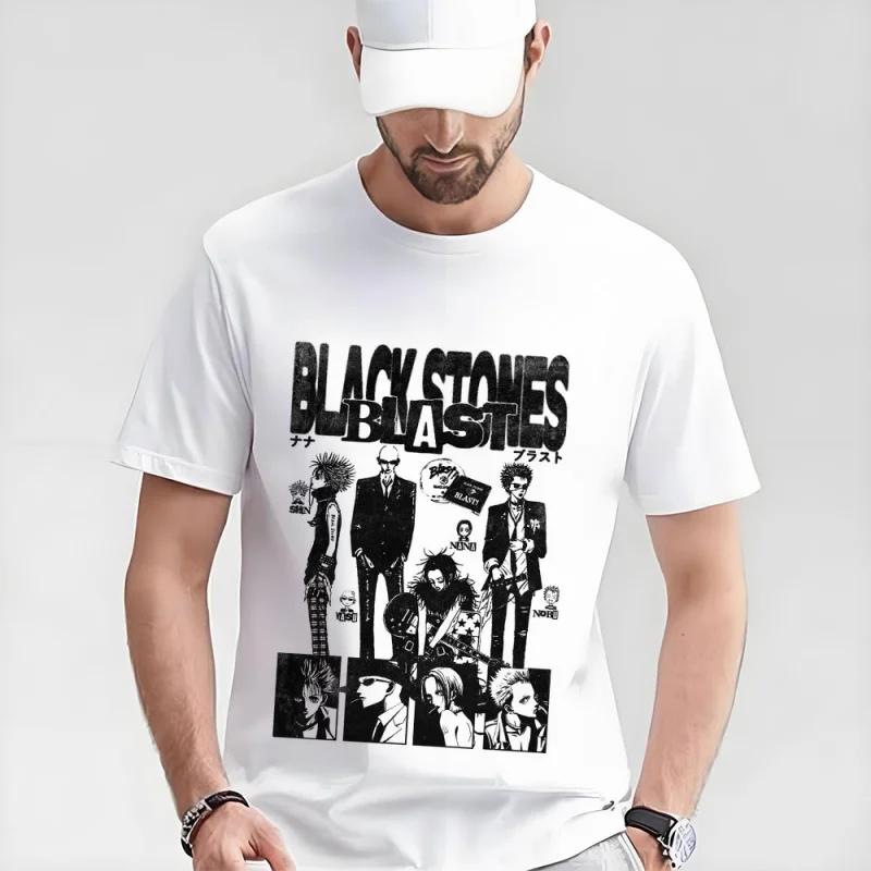 

Nana Osaki 0330 The Black Stones Punk Band Manga Gift T shirt Large size Tops Anime Girl Graphic Print Y2k Clothes Cartoon Tee