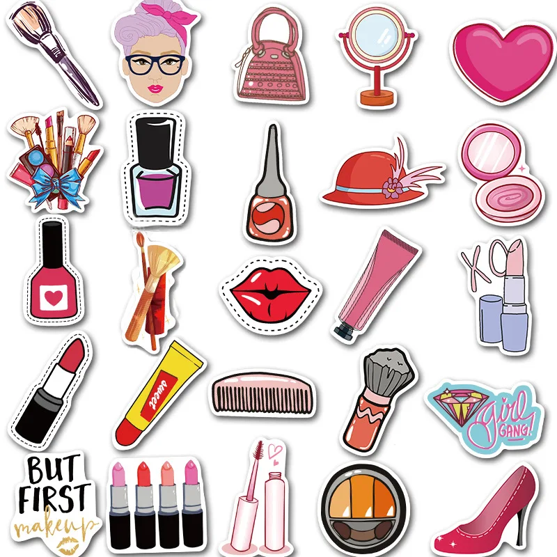 10/30/50Pcs Women's Cosmetics Cute Doodle Stickers DIY Guitar Phone Laptop Suitcase Water Cup Skateboard Waterproof Sticker