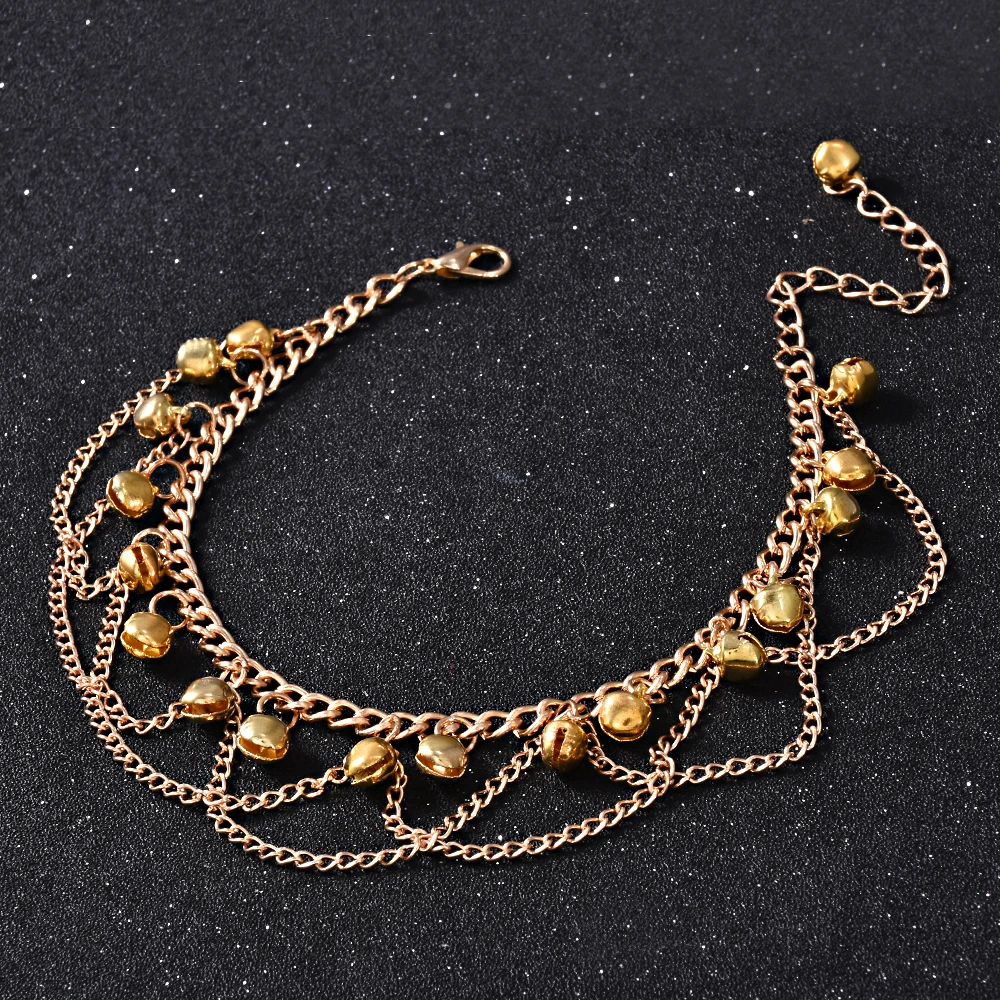 Nieuwe Vrouwen Gril Kwastje Ketting Klokken Geluid Gold Metalen Ketting Enkelband Enkelband Foot Chain Sieraden Strand Enkelbandje