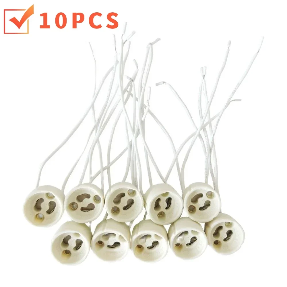 

10-50PCS GU10 LED Bulb Holder Halogen Lamp Holder LED Lamp Holder Ceramic Body Wiring Socket Ceramic Silicone Cable Lamp Bases