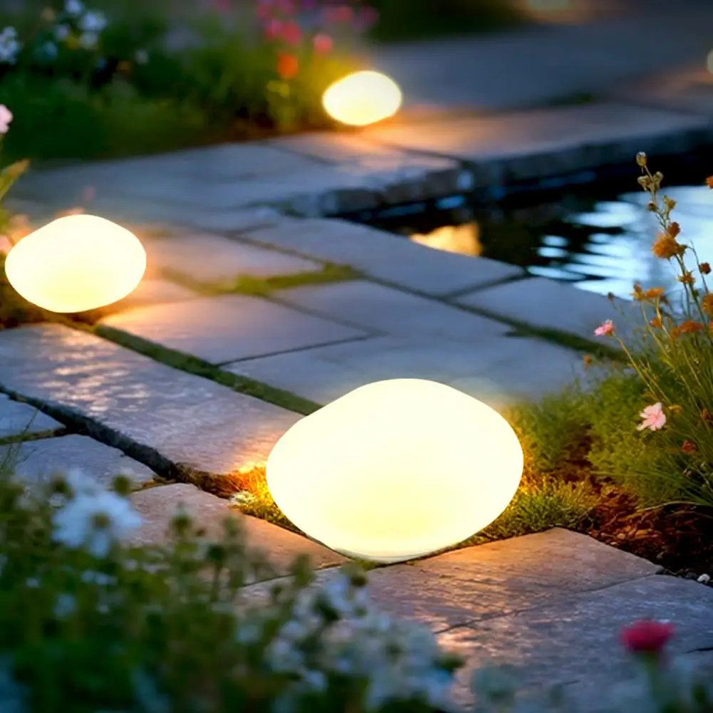 Solar Stone Garden Light Waterproof LED Rock Outdoor Solar Lamp Cobblestone Look Lawn Lamp Decorative Solar Light Garden Decor