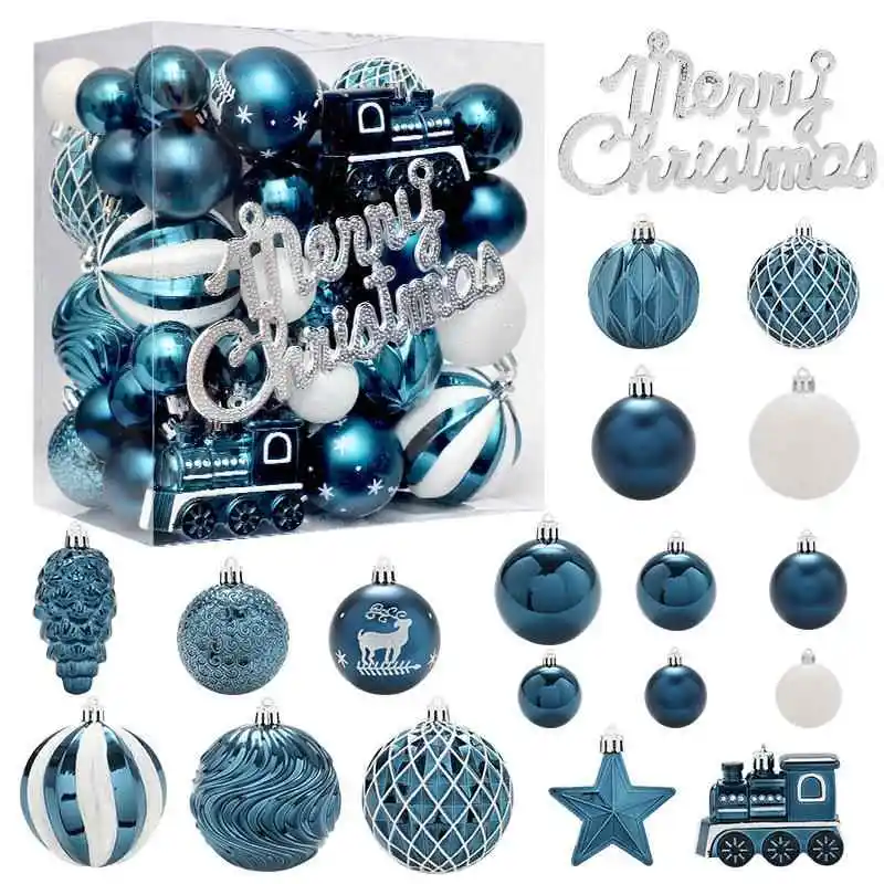 

Night Blue Christmas Ball Ornaments Set of 65 Painted Christmas Tree Decorations Festive Hanging Accessories Christmas Decora...