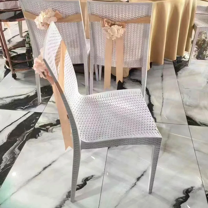 

Imitation Rattan Dining Chair Outdoor Lawn Commercial Catering White Stool