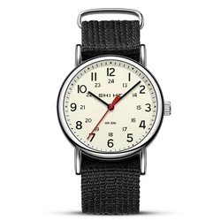 Unisex Watch for Men Women Easy Read Dial Couple Simple Military Sports Quartz Reloj Nylon Strap New Wristwatch Army Green Clock