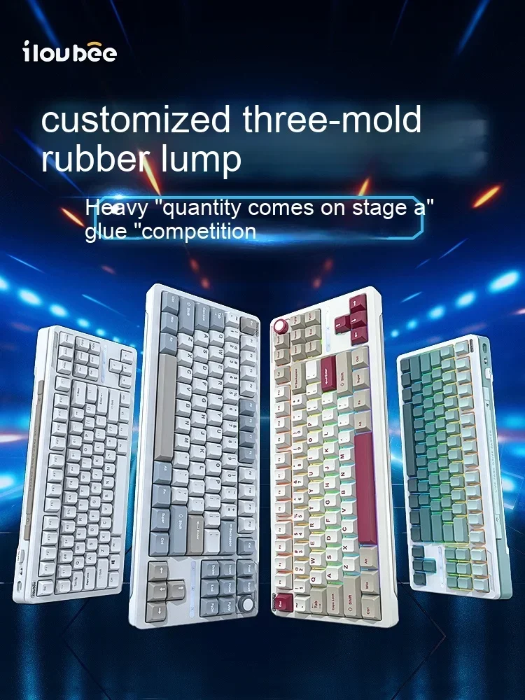 iLovbee B87 Customized Mechanical Keyboard Rubber Tuotuo Tri-mode Bluetooth CNC Gasket RGB PBT Hot Swap PC Gamer Gaming Keyboard