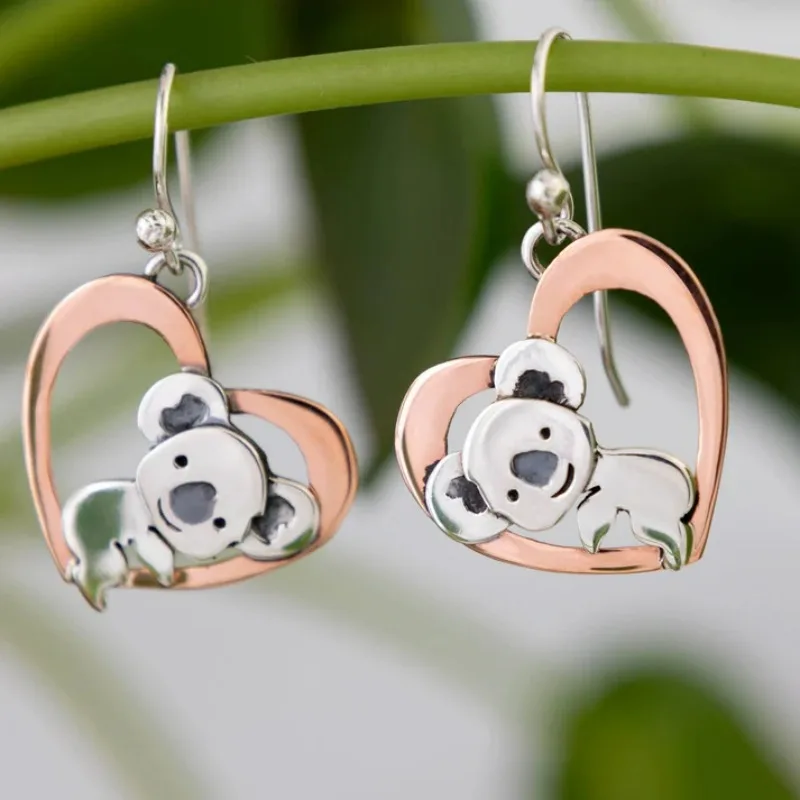 Niedliche Faultier-Herz-Ohrhänger, Liebliche Koala-Tier-Ohrringe, Hochzeitsgeschenke, Jubiläums-Freizeitschmuck