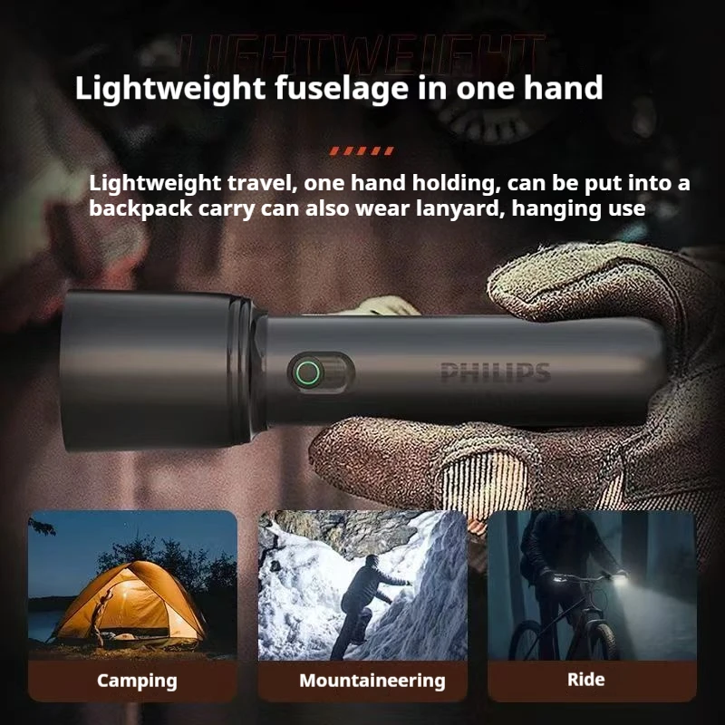 Philips 2024 new zoom retractable flashlight can be infinitely dimmable lightweight high-variable flashlight