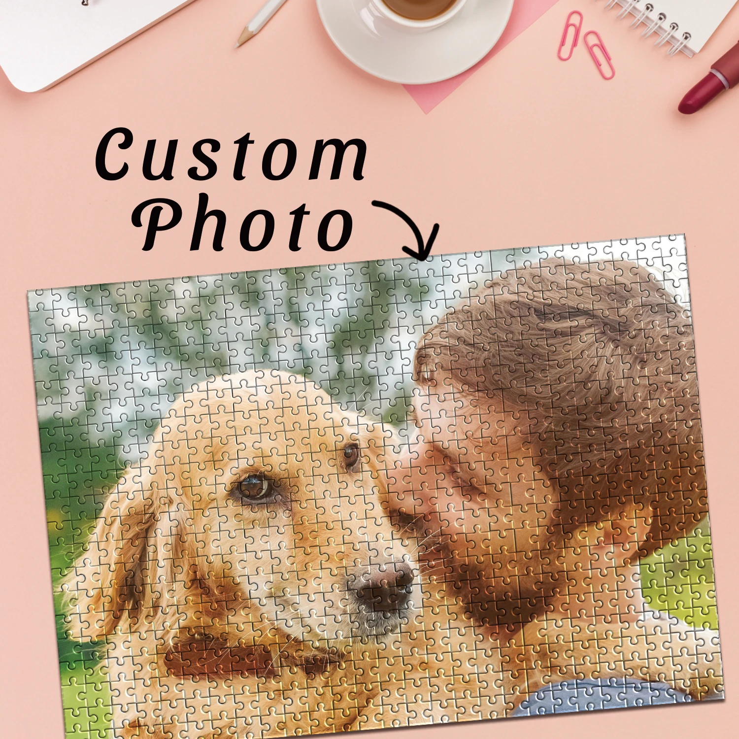 35/150/300/500/1000 قطعة الكلب مع الرجال صور مخصصة شخصية الضغط الألغاز بازل قطع فسيفساء الألغاز المخصصة في الصورة