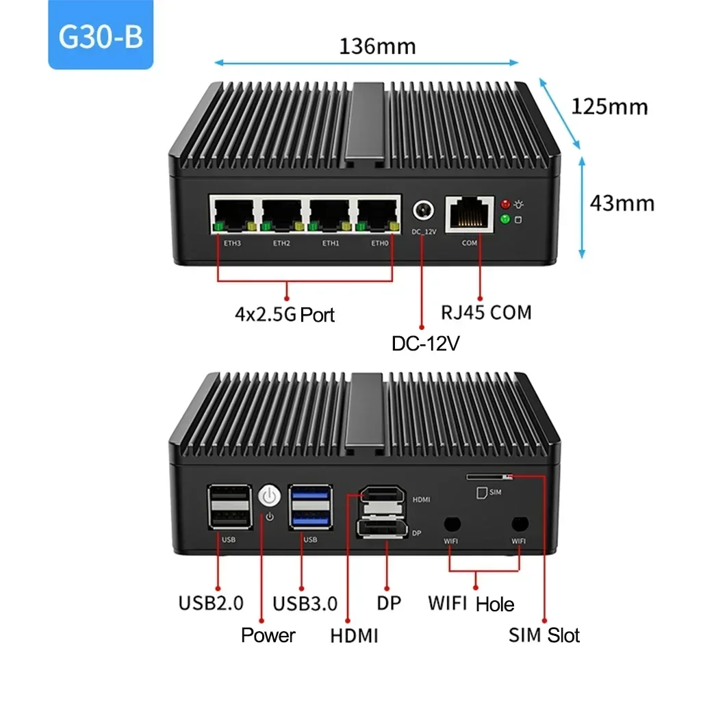 Intel Celeron N5100 Soft Router Fanless Mini PC 4x Intel i225 2.5G LAN pfSense Firewall Appliance 2xDDR4 Mini PC OPNsense