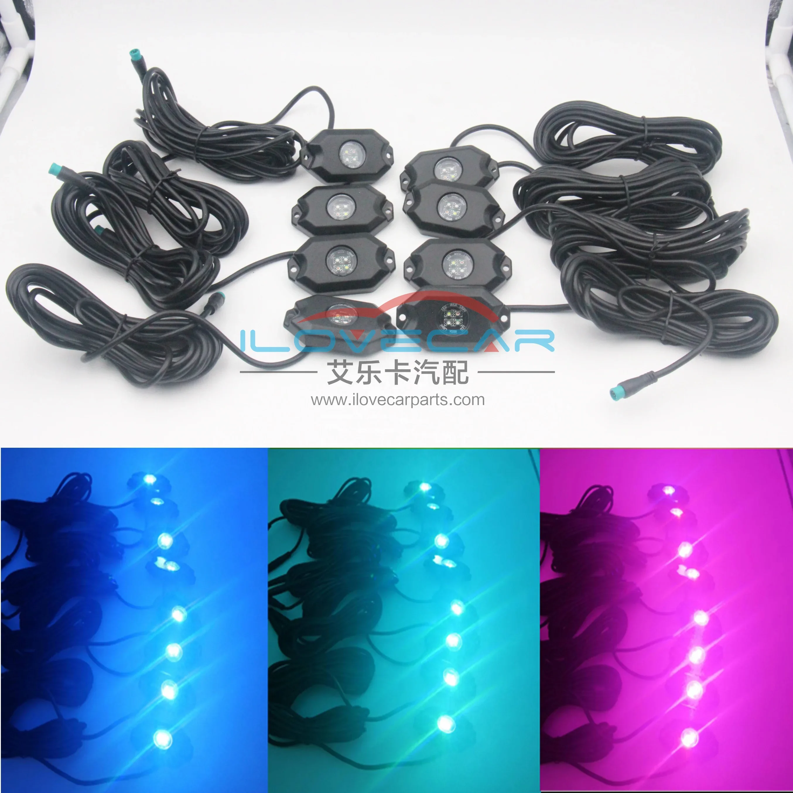 Car Lighting System Wireless Control Waterproof RGBW Underbody LED Rock Light Kit 8 Pods APP Control Under glow RGB Rock Lamp