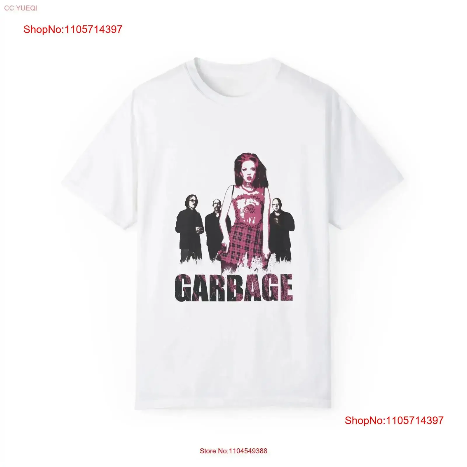 Garbage Alternative Rock Band T shirt Garment Dyed Electronic Dance and Trip Hop vintage Washed Versatile streetwear Casual