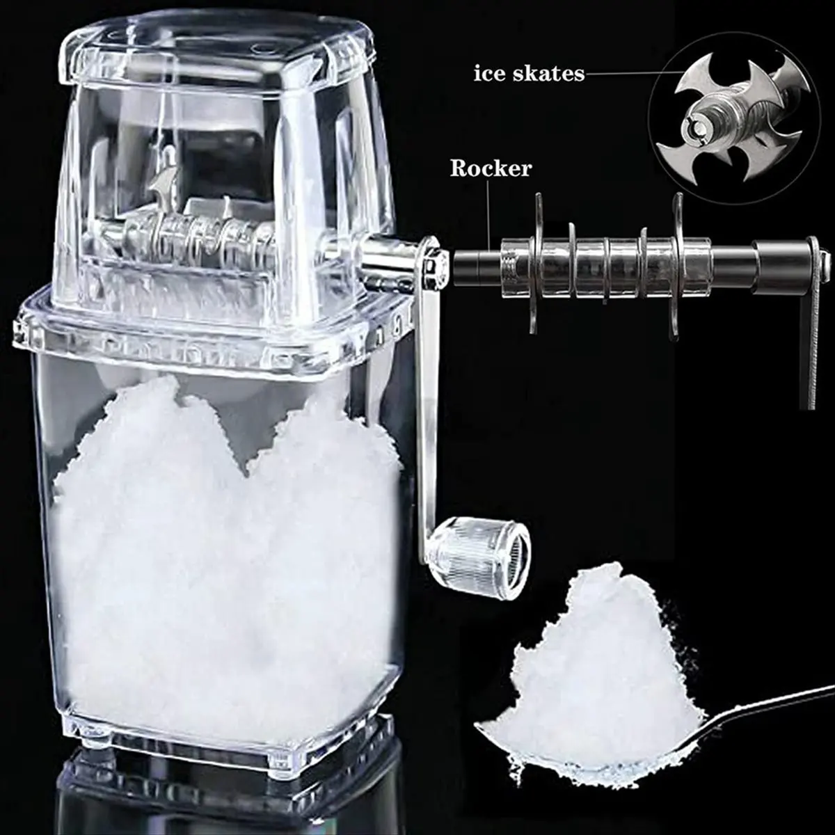 Exquisite- Ice Crusher Manual Rotary Ice Crusher Cocktails Slush Machine Ice-Cube Crushed Smoothies Ice Crusher Machine Home A