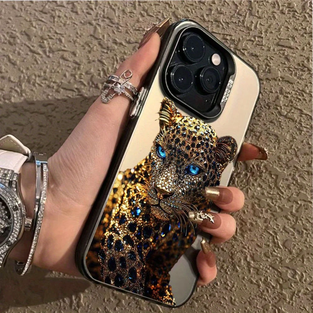 เคสโทรศัพท์ลายเสือดาวประดับเพชรระยิบระยับ เหมาะสำหรับ iPhone 17 16 15 14 13 12 11Pro/Max/Plus ป้องกันการตกกระแทกและกันแรงสั่นสะเทือน