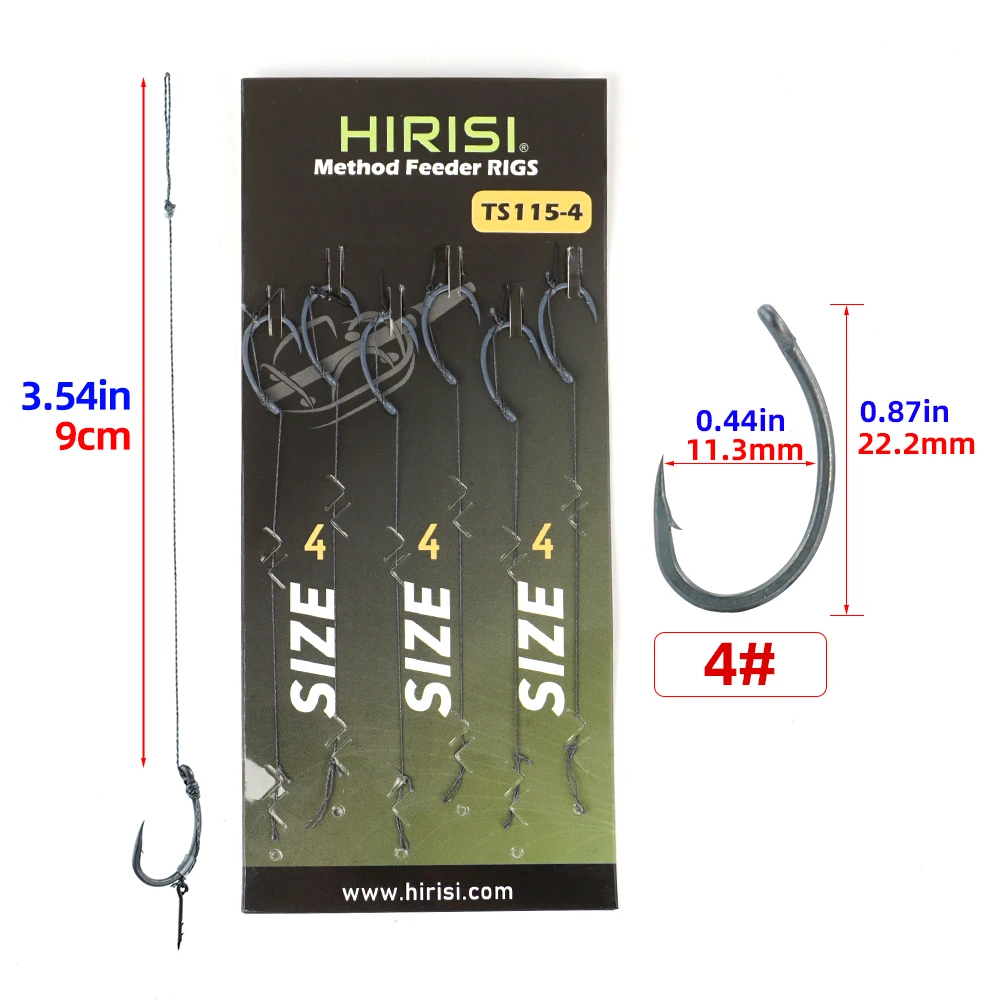 Hirisi 6 Stück Karpfenangeln Fertig Haken Link für Feeder Fishing Terminal Tackle Angelzubehör TS115