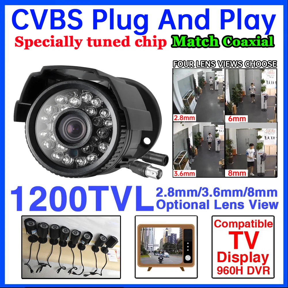 

Мини Hd камера видеонаблюдения 1200TVL In/Открытый водонепроницаемый Ip66 Ircut совместимый аналоговый Cvbs для домашнего ТВ мониторинга есть кронштейн