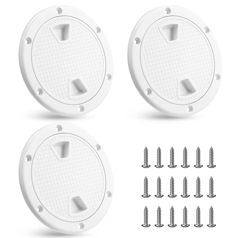 3Pack Boat Hatch White Circular Non Slip Inspection Hatch Boat Detachable Deck Hatch Cover 4Inch With Screw Boat Replacement