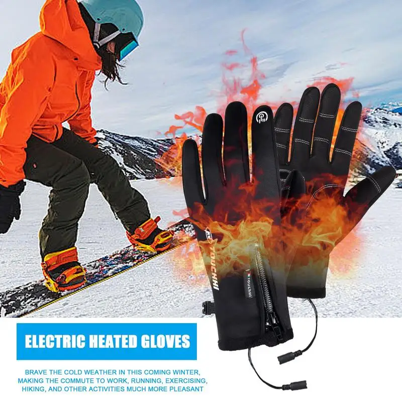 Winter Thermal Heated Ski Bike Motorcycle Touch-screen USB Rechargeable Warm Gloves Electric Hand Warmers Winter Mittens