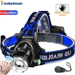 Powerful Headlamp Sensor Light LED Head Light Waterproof Head Lamp Head Flashlight Torch Use 2*18650 Battery