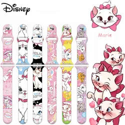 Disney Marie Cat Silicone Strap for Apple Watch Band 7 6 5 SE 4 3 2 1 Cute Bracelet for IWatch Series 41mm 45mm 42mm 38 40 44mm