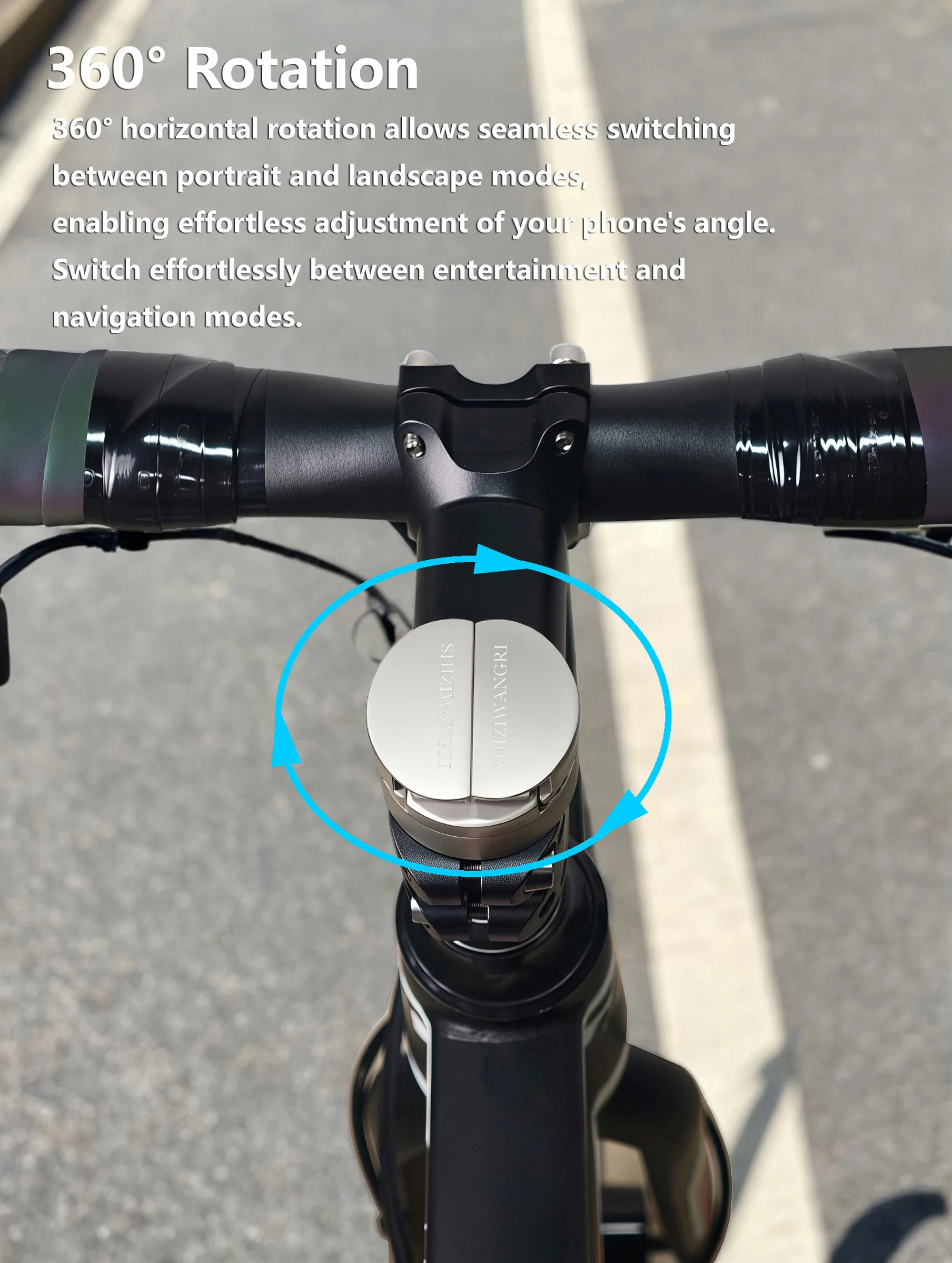 Versteckter Fahrradhalter 360 ° Drehbarer Aluminium-Verstellbarer Fahrrad-Handyhalter für Vertikale Montage – Detail 4
