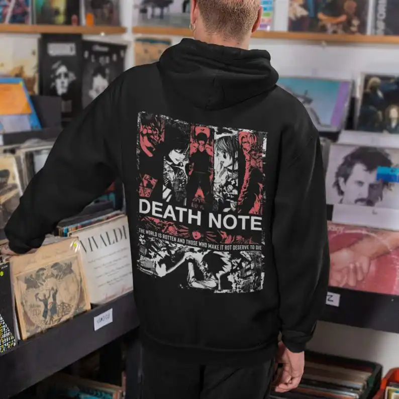 

Толстовка с капюшоном в стиле ретро, винтажная толстовка с капюшоном в стиле аниме Death Note, уличная одежда, элитный роскошный горячий продукт, флис, оверсайз, унисекс, удобная